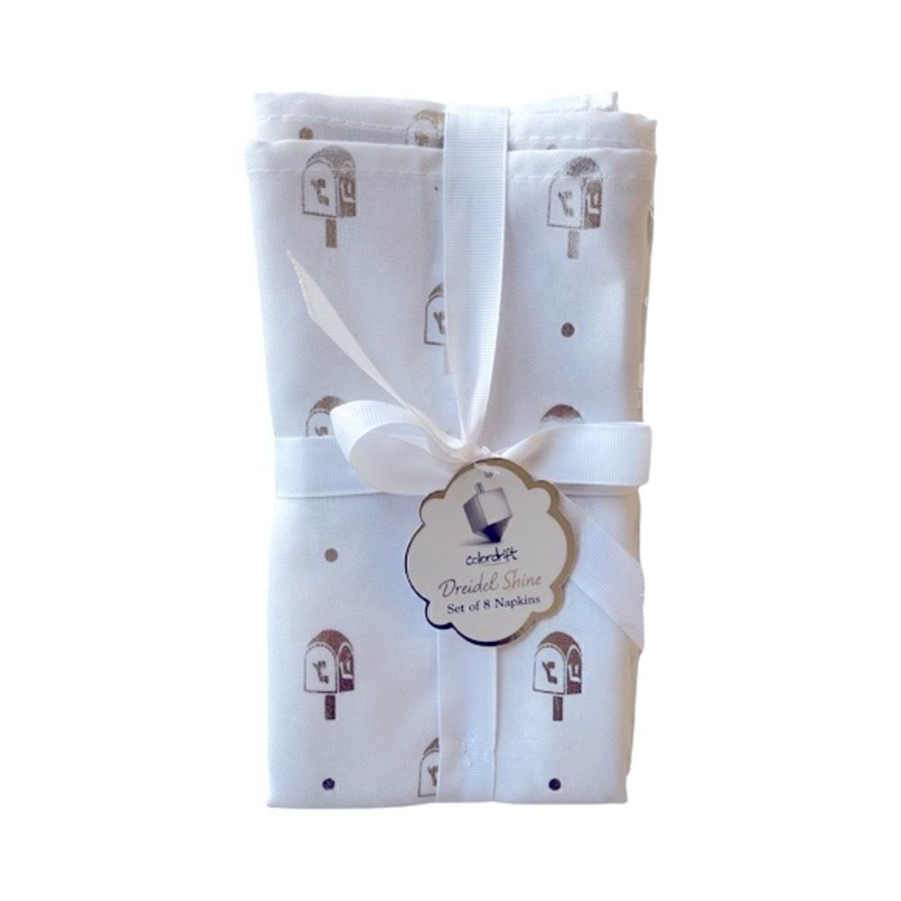 Colorfit Dreidel Shine HANUKKAH NAPKINS Holiday White & Silver NWT